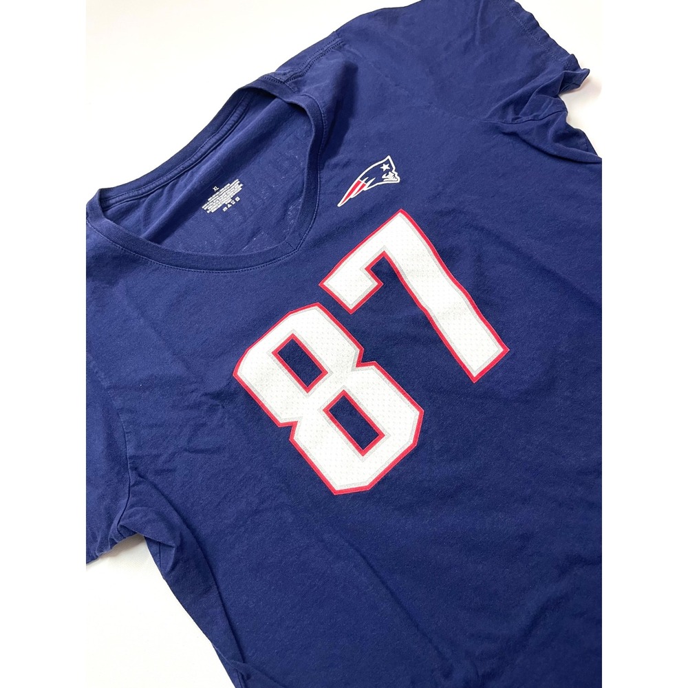 NFL Fanatics New England Patriots Rob Gronkowski V-Neck T-Shirt Navy Blue XL 291